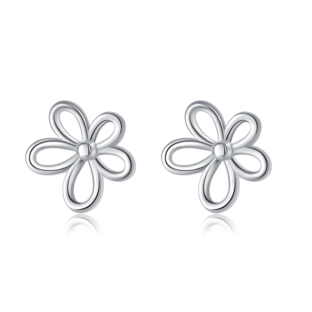 Reffeer Solid 925 Sterling Silver Flower Stud Earrings for Women Teen Girls Hollow Flower Stud Earrings Spring