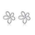 Reffeer Solid 925 Sterling Silver Flower Stud Earrings for Women Teen Girls Hollow Flower Stud Earrings Spring