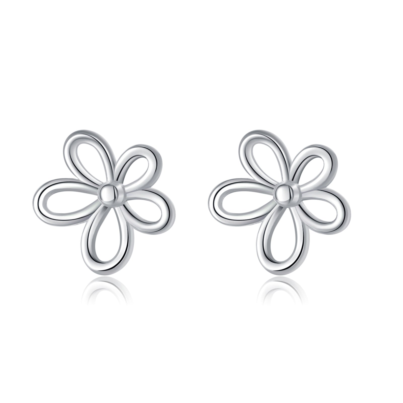 Reffeer Solid 925 Sterling Silver Flower Stud Earrings for Women Teen Girls Hollow Flower Stud Earrings Spring