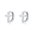 Reffeer Solid 925 Sterling Silver Cross Hoop Earrings for Women Teen Girls Small Cross Huggie Earrings Cartilage Helix