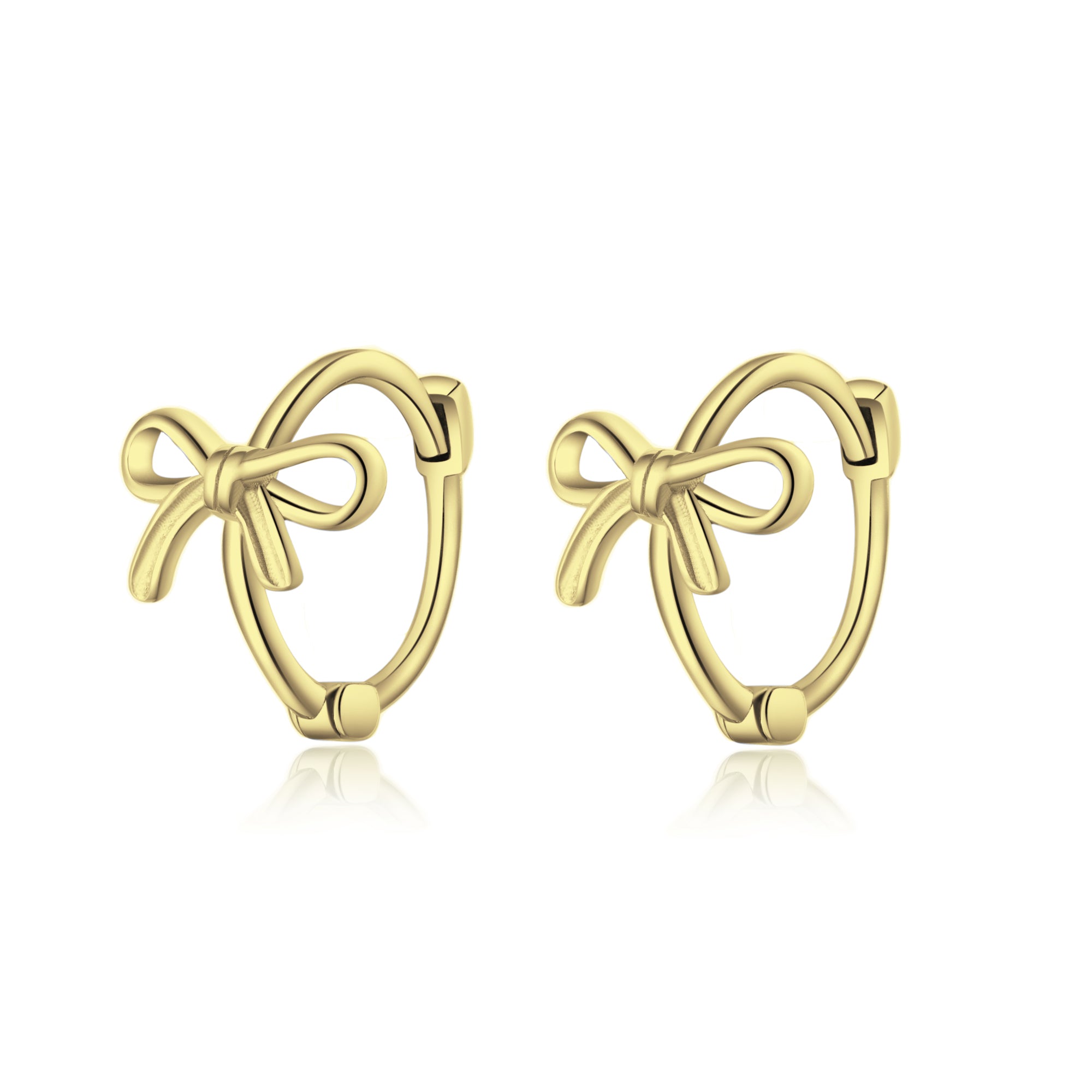 Reffeer Solid 925 Sterling Silver Bow Hoop Earrings Ribbon for Women Teen Girls Bowknot Hoop Earrings Huggie