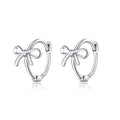 Reffeer Solid 925 Sterling Silver Bow Hoop Earrings Ribbon for Women Teen Girls Bowknot Hoop Earrings Huggie