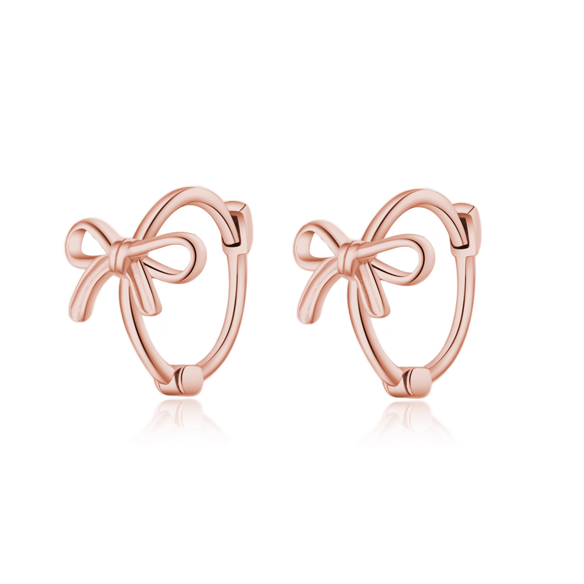 Reffeer Solid 925 Sterling Silver Bow Hoop Earrings Ribbon for Women Teen Girls Bowknot Hoop Earrings Huggie