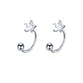 Reffeer Solid 925 Sterling Silver Star Half Hoop Earrings Open Huggie Hoops for Women Teen Girls CZ Star Hoop Earrings Ball Cuffs