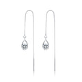Reffeer Solid 925 Sterling Silver CZ Droplet Chain Dangle Earrings for Women Teen Girls Tassel Dangle Earrings Threader