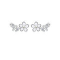 Reffeer Solid 925 Sterling Silver Flower Stud Earrings for Women Teen Girls CZ Leaf Post Stud Earrings Simualted Pearl Flower Studs