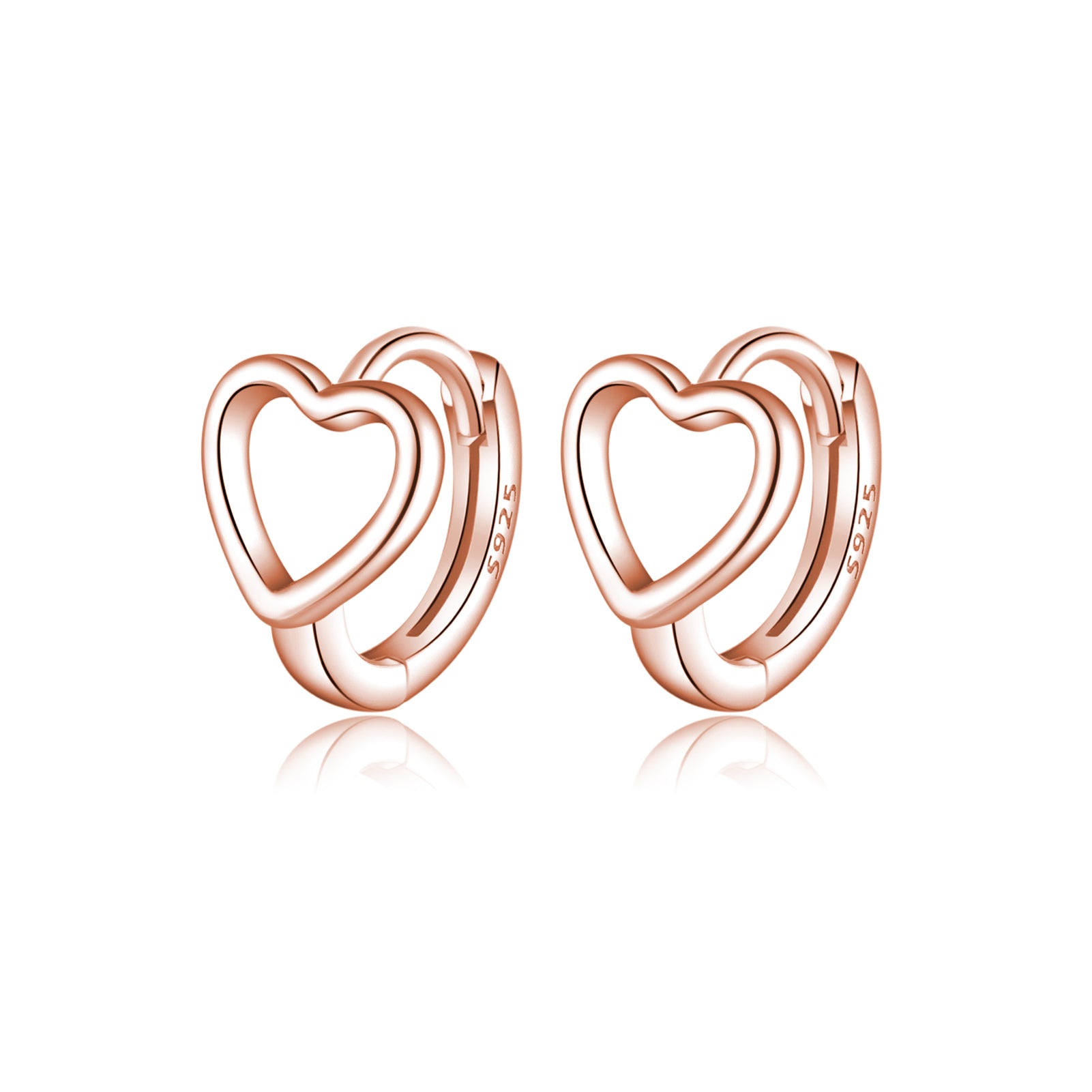 Reffeer Solid 925 Sterling Silver Love Heart Hoop Earrings Huggie for Women Teen Girls Heart Hoop Earrings Love Huggie