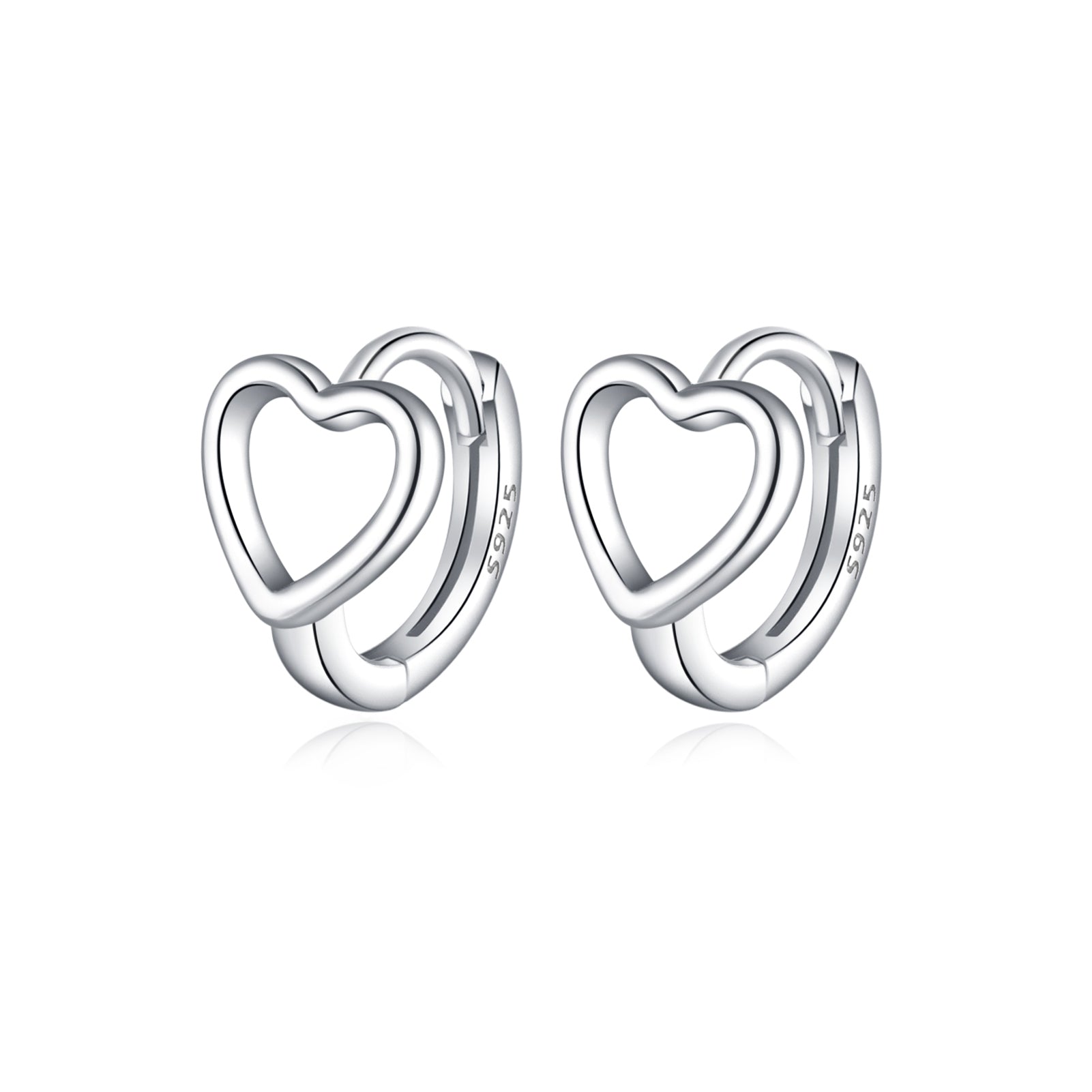 Reffeer Solid 925 Sterling Silver Love Heart Hoop Earrings Huggie for Women Teen Girls Heart Hoop Earrings Love Huggie