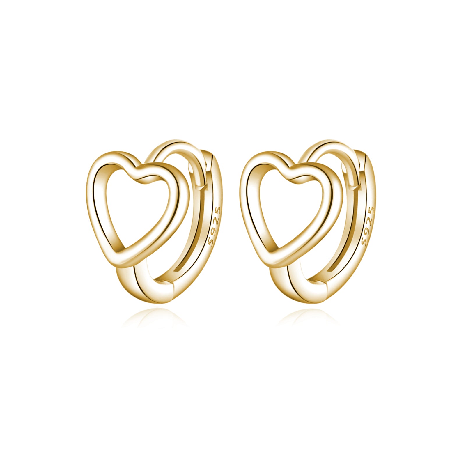 Reffeer Solid 925 Sterling Silver Love Heart Hoop Earrings Huggie for Women Teen Girls Heart Hoop Earrings Love Huggie