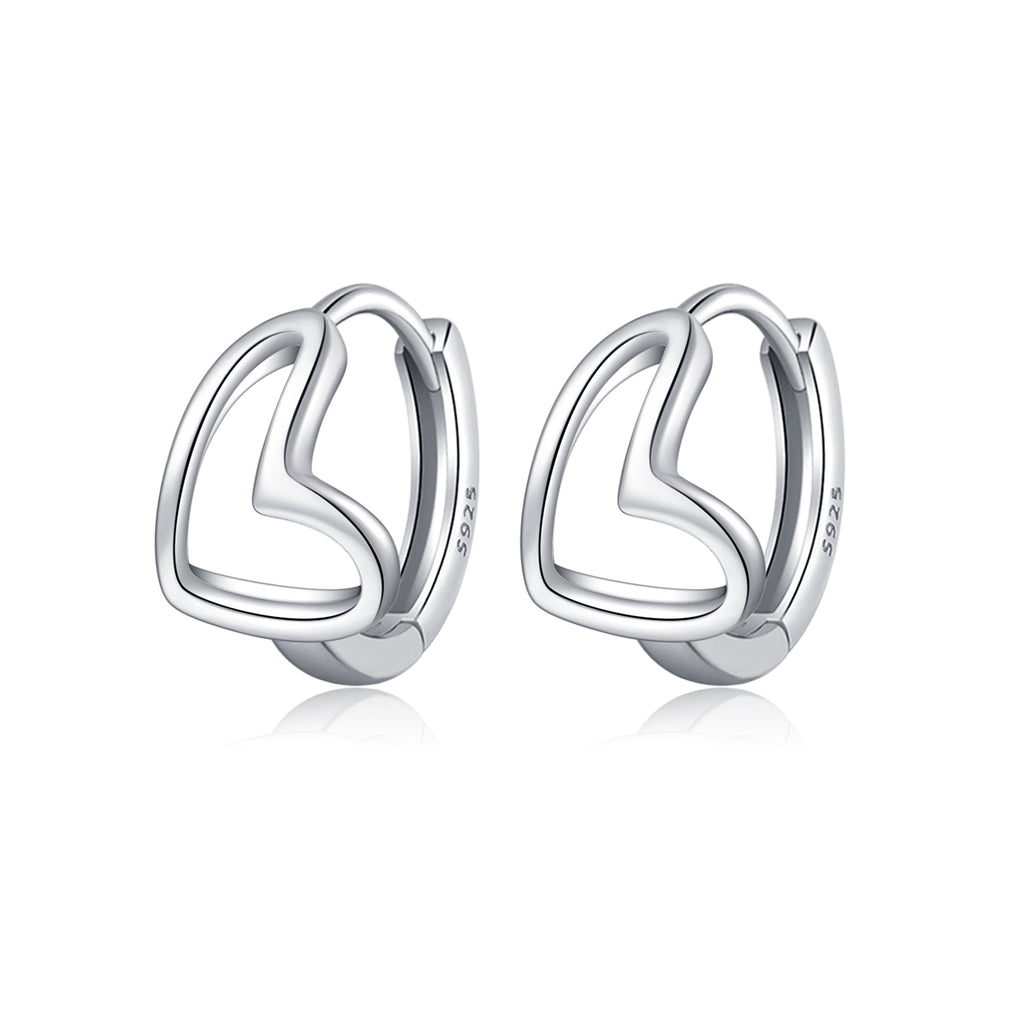 Reffeer Solid 925 Sterling Silver Love Heart Hoop Earrings for Women Teen Girls Heart Hoop Earrings Love Huggie