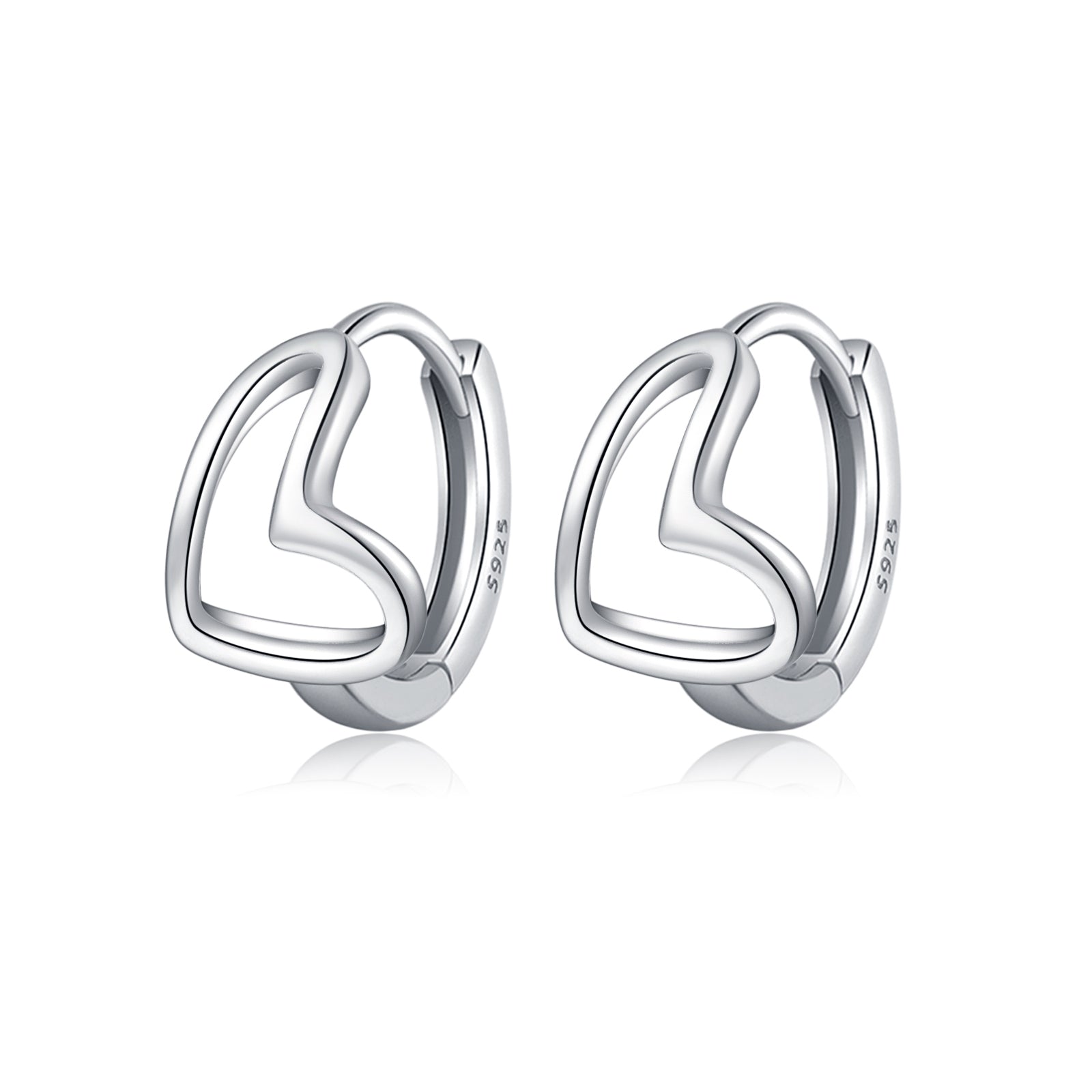 Reffeer Solid 925 Sterling Silver Love Heart Hoop Earrings for Women Teen Girls Heart Hoop Earrings Love Huggie