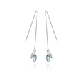 Reffeer Solid 925 Sterling Silver Leaf Chain Dangle Earrings for Women Teen Girls Leaf Dangle Drop Earrings Threader Tassel
