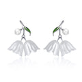 Reffeer Solid 925 Sterling Silver Tulip Flower Drop Earrings for Women Teens Cute Flower Drop Earrings Pearls