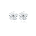 Reffeer Solid 925 Sterling Silver Plumeria Flower Stud Earrings for Women Teen Girls Crystal Flower Stud Earrings