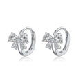 Reffeer Solid 925 Sterling Silver CZ Bow Hoop Earrings for Women Teens Cute Bow Earrings Huggie