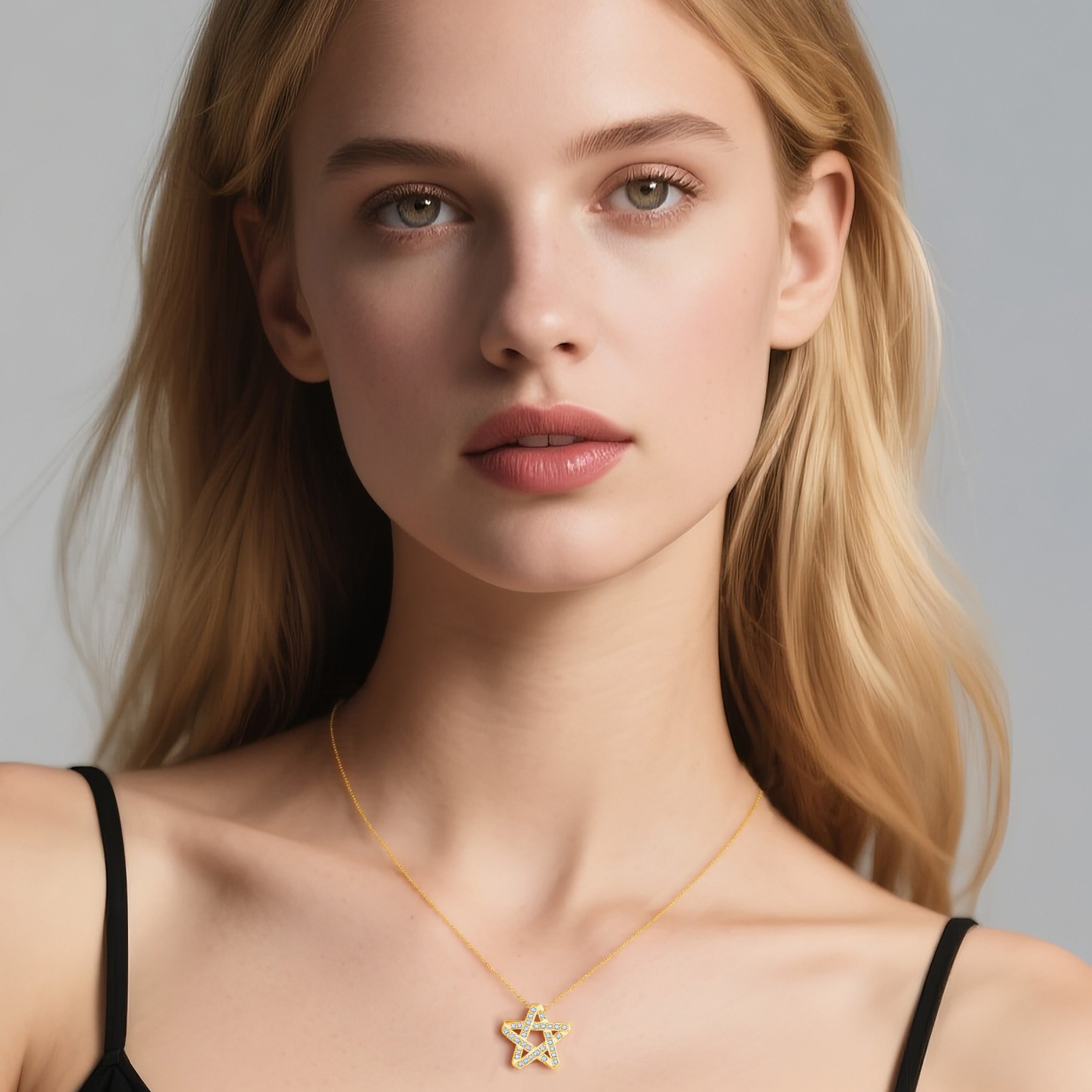 Reffeer Solid 925 Sterling Silver CZ Star Necklace for Women Teen Girls Star Choker Necklace Dainty Pendant Necklace