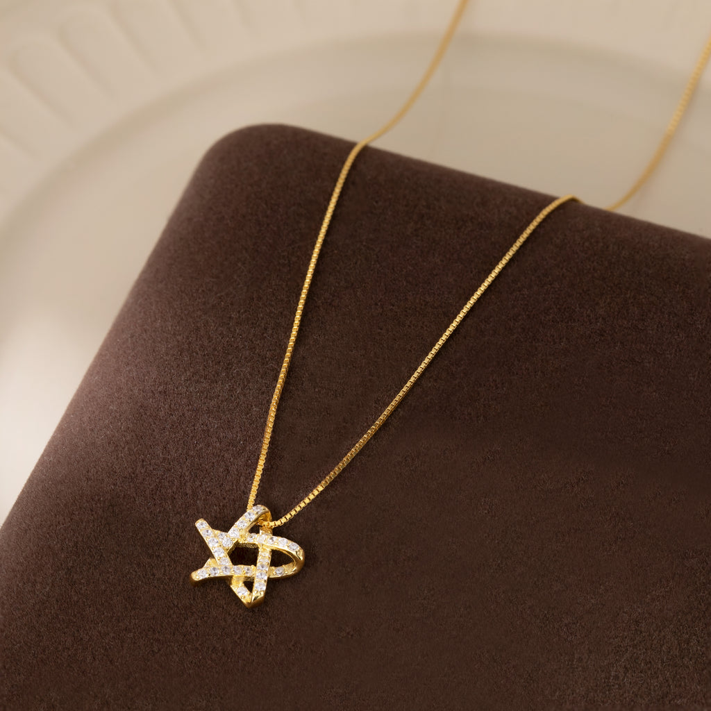 Reffeer Solid 925 Sterling Silver CZ Star Necklace for Women Teen Girls Star Choker Necklace Dainty Pendant Necklace