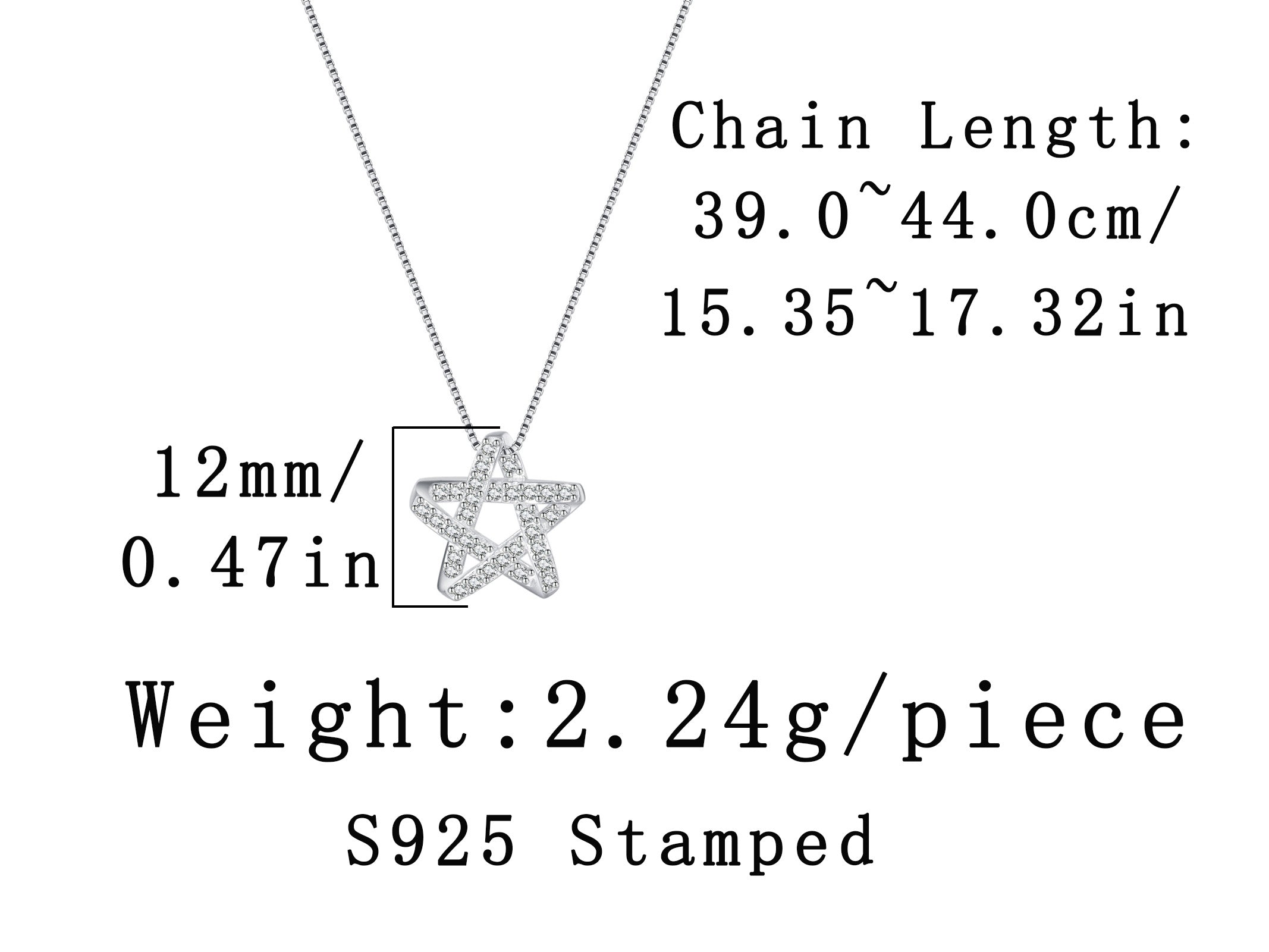 Reffeer Solid 925 Sterling Silver CZ Star Necklace for Women Teen Girls Star Choker Necklace Dainty Pendant Necklace