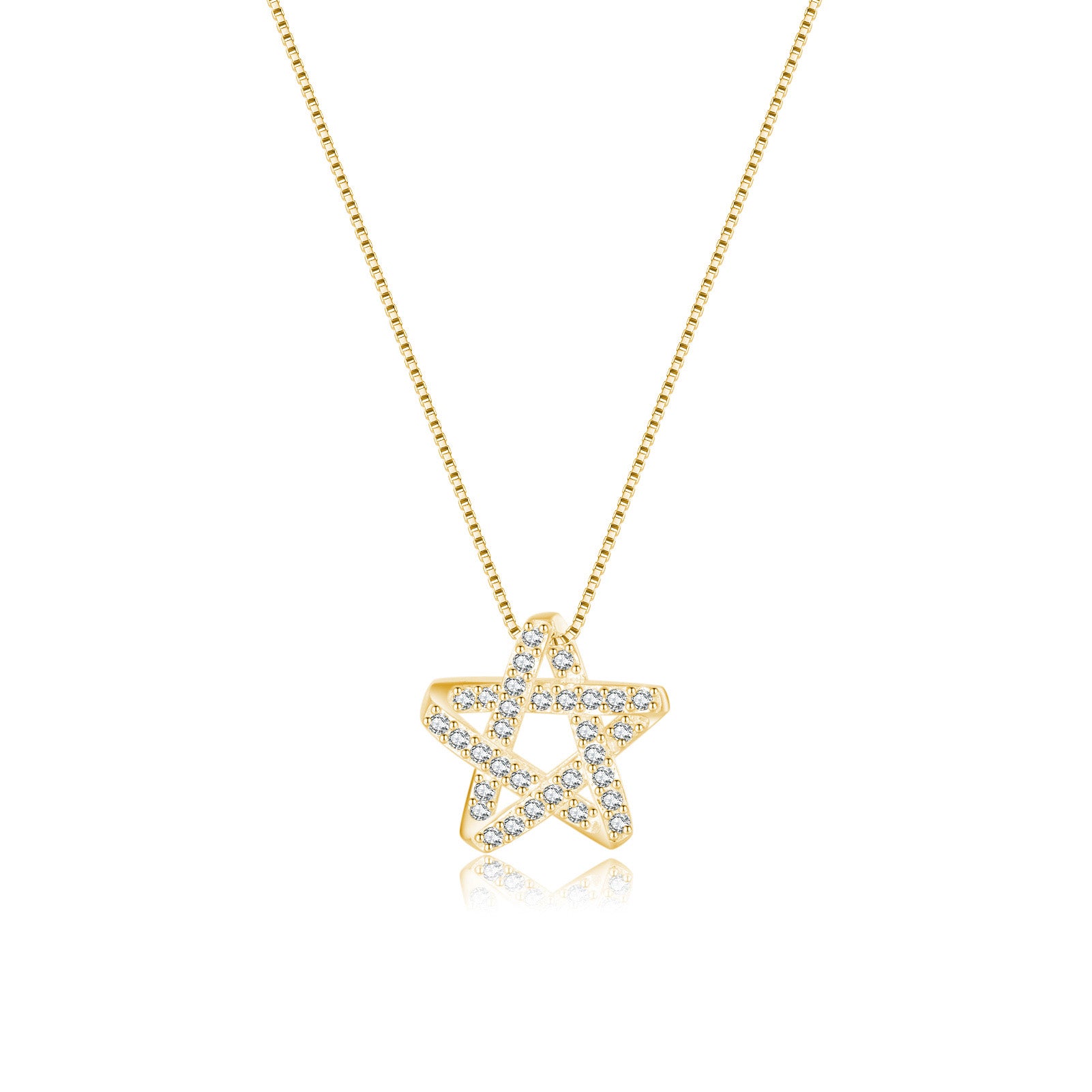 Reffeer Solid 925 Sterling Silver CZ Star Necklace for Women Teen Girls Star Choker Necklace Dainty Pendant Necklace