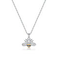 Reffeer Solid 925 Sterling Silver Cute Bee Necklace Choker for Women Teen Girls Pearl Bee Pendant Necklace