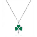 Reffeer Solid 925 Sterling Silver Green Clover Pendant Necklace for Women Teens Shamrock Necklace Chain Green St Patricks Day Necklace