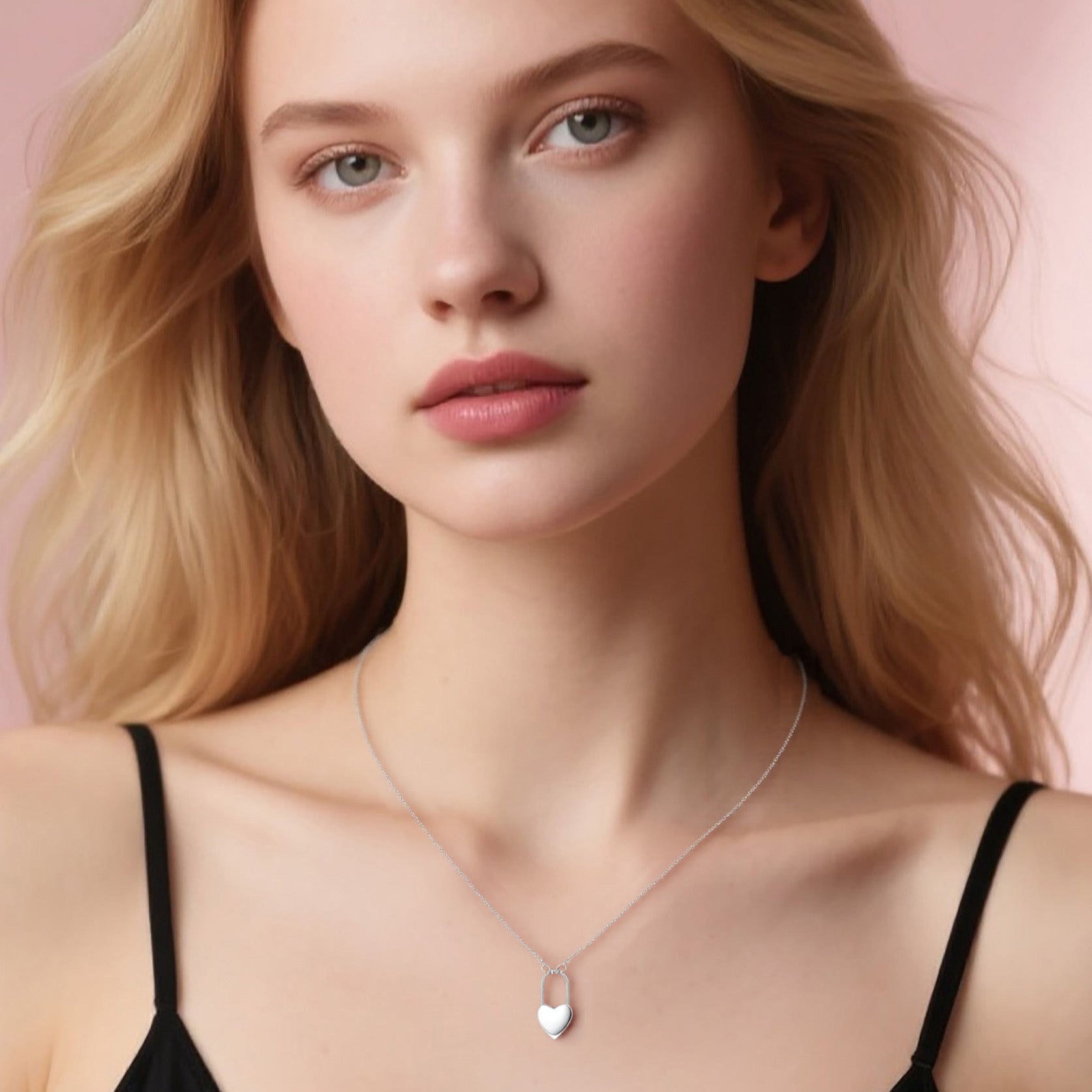 Reffeer Solid 925 Sterling Silver Heart Pin Pendant Necklace Choker for Women Teen Girls Dainty Heart Necklace