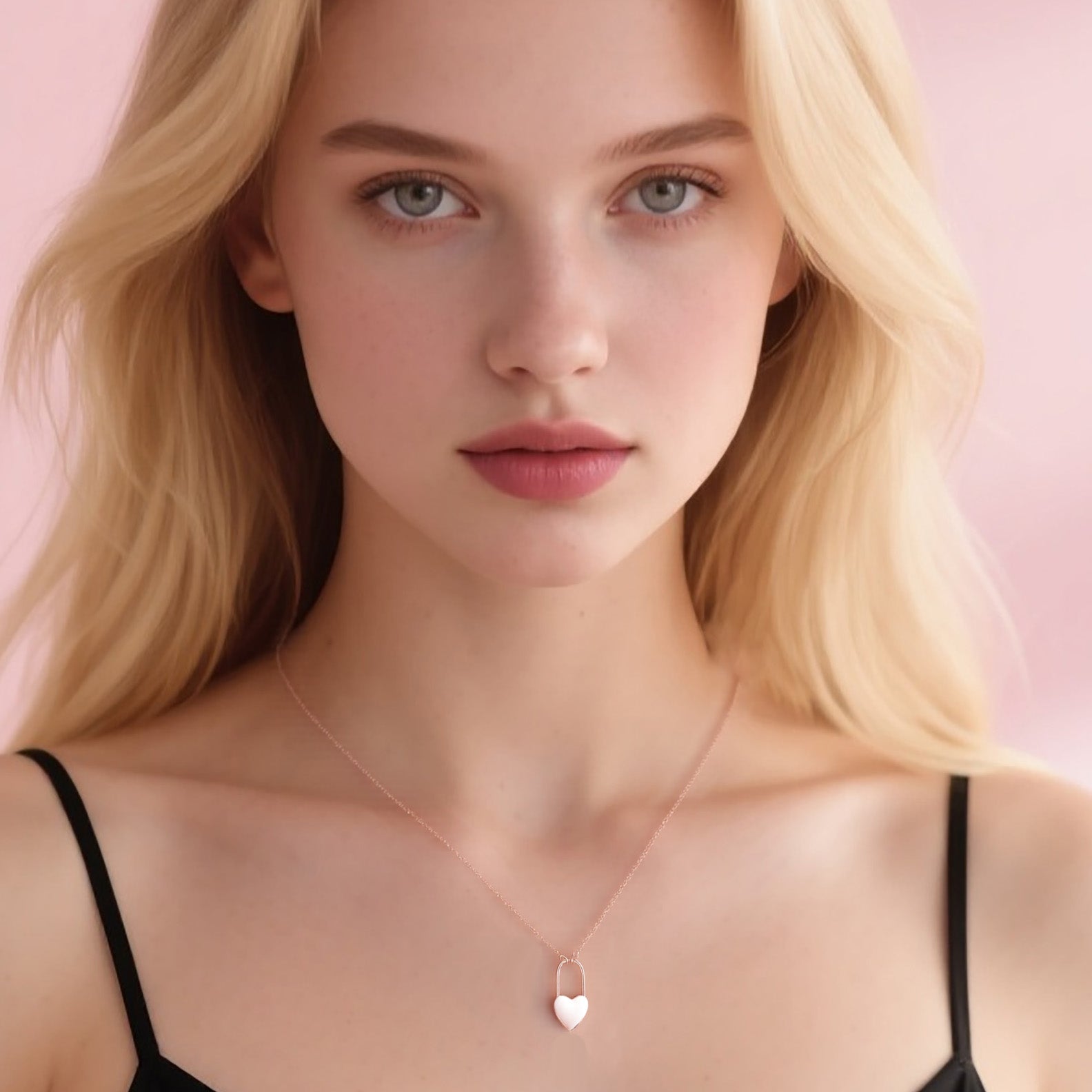 Reffeer Solid 925 Sterling Silver Heart Pin Pendant Necklace Choker for Women Teen Girls Dainty Heart Necklace