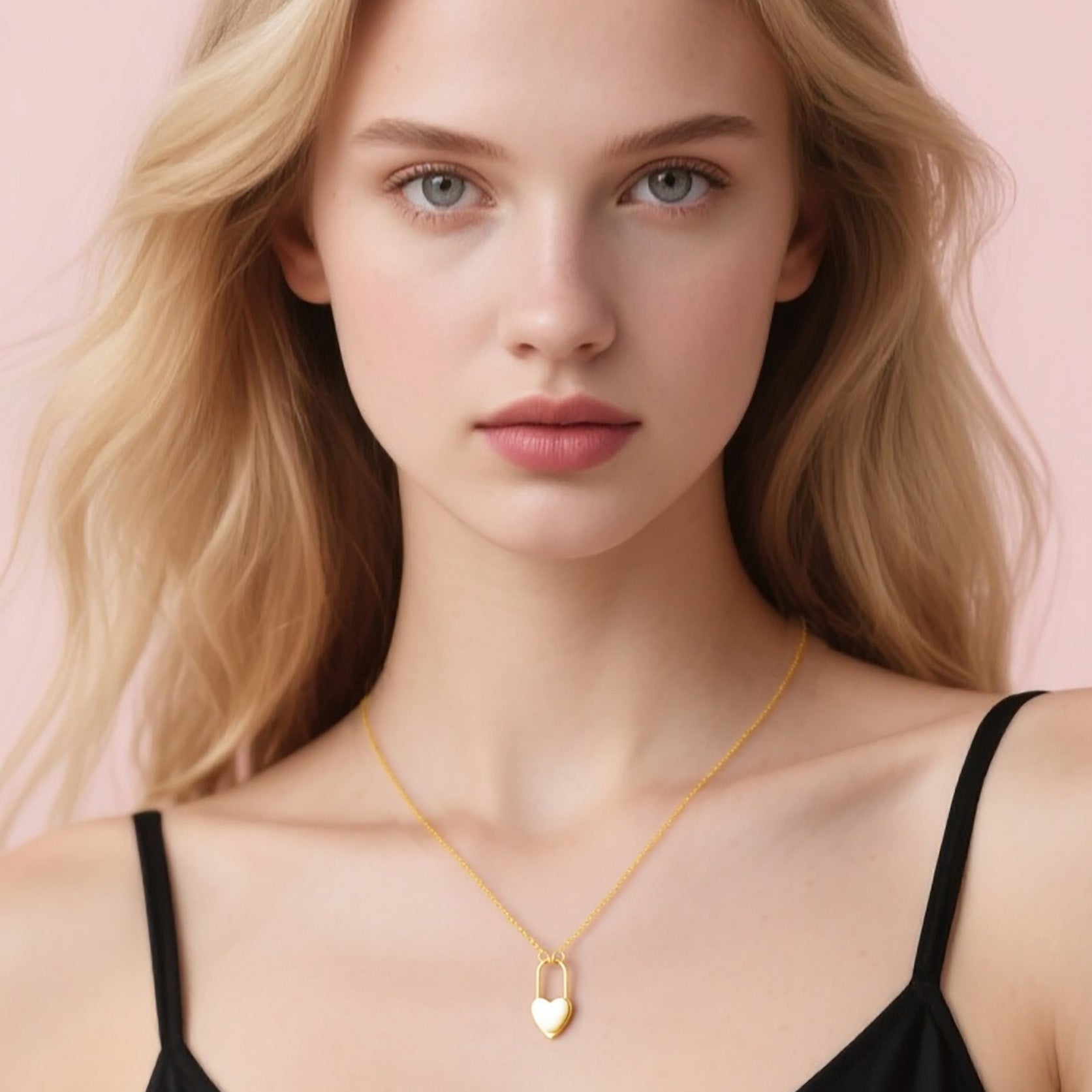 Reffeer Solid 925 Sterling Silver Heart Pin Pendant Necklace Choker for Women Teen Girls Dainty Heart Necklace