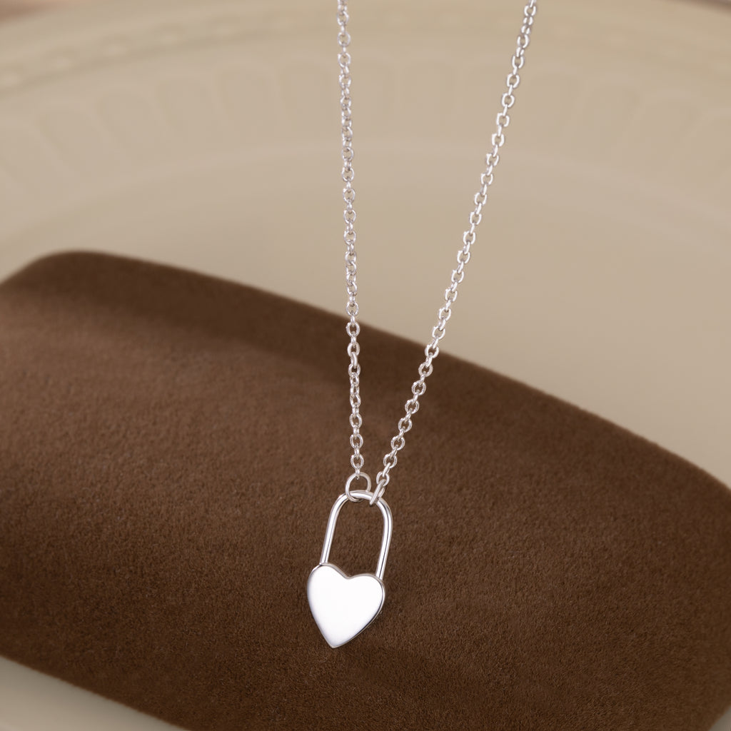 Reffeer Solid 925 Sterling Silver Heart Pin Pendant Necklace Choker for Women Teen Girls Dainty Heart Necklace