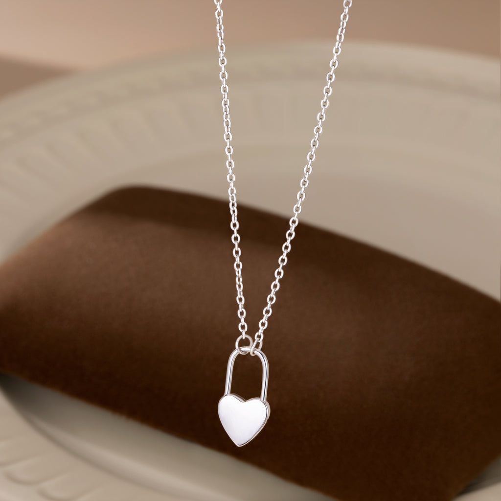 Reffeer Solid 925 Sterling Silver Heart Pin Pendant Necklace Choker for Women Teen Girls Dainty Heart Necklace