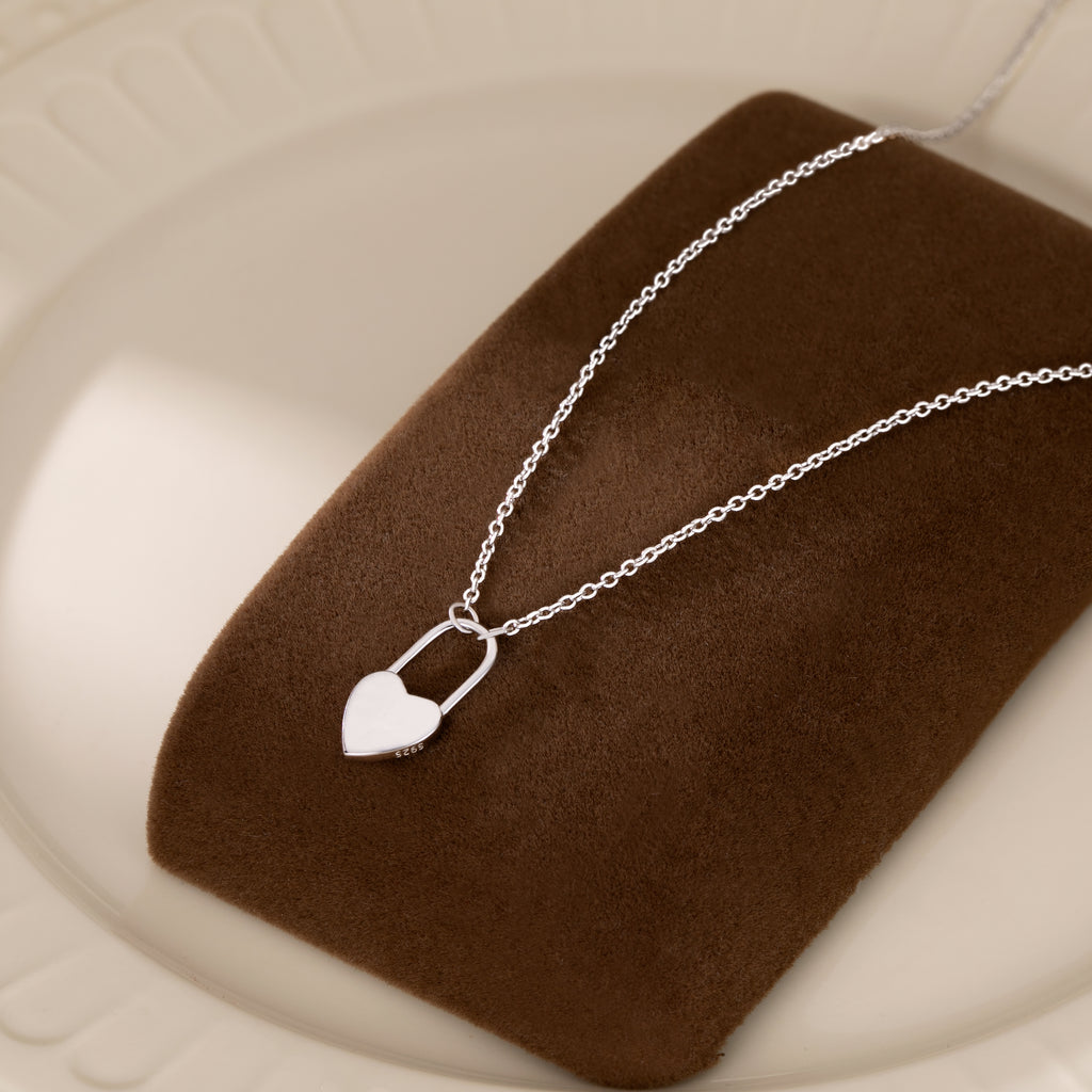 Reffeer Solid 925 Sterling Silver Heart Pin Pendant Necklace Choker for Women Teen Girls Dainty Heart Necklace
