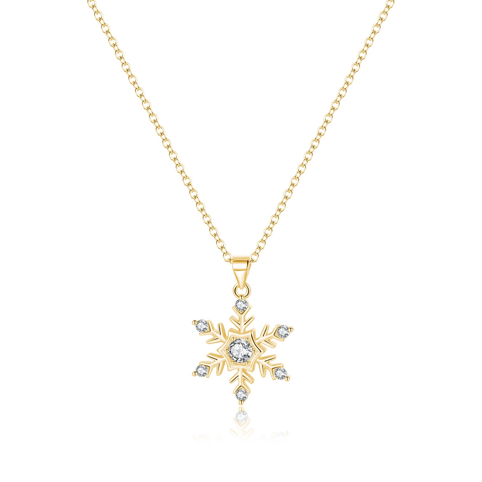 Reffeer Solid 925 Sterling Silver Snowflake Necklace Chain for Women Teens CZ Snowflake Pendant Necklace Dainty Winter Necklace