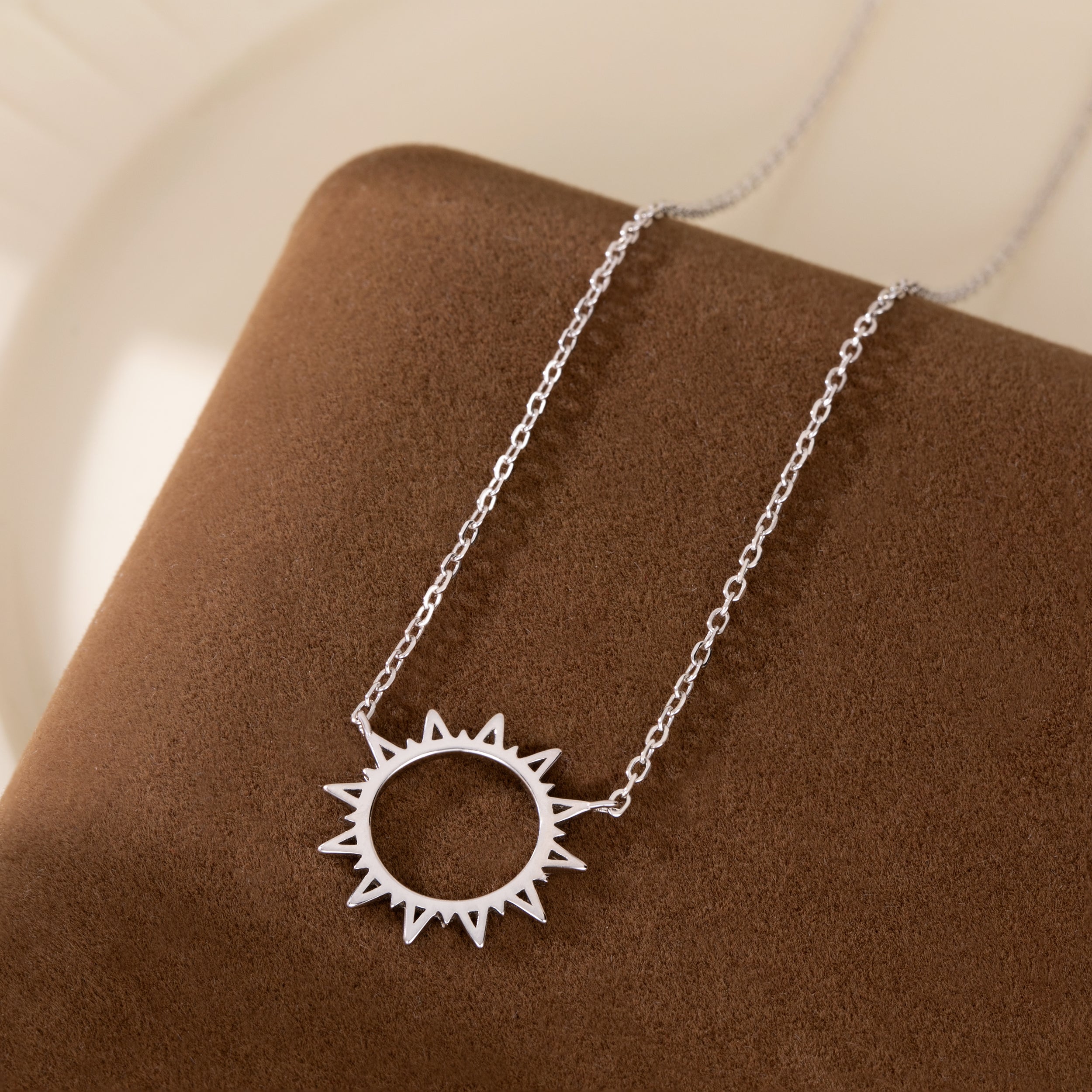 Reffeer Solid 925 Sterling Silver Sun Pendant Necklace for Women Teen Girls Sun Choker Necklace