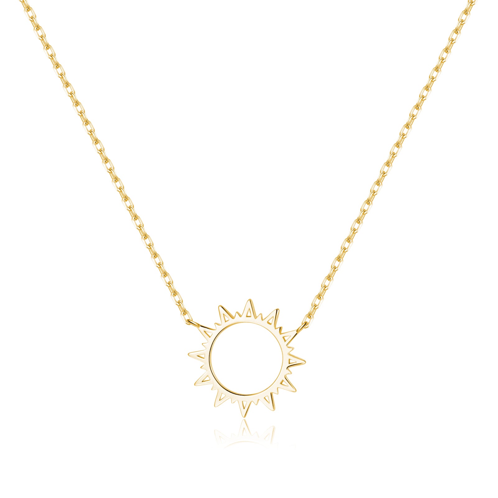 Reffeer Solid 925 Sterling Silver Sun Pendant Necklace for Women Teen Girls Sun Choker Necklace