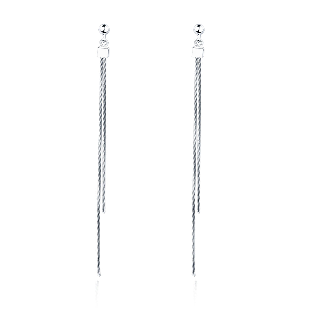 Reffeer Solid 925 Sterling Silver Tassel Chain Dangle Earrings for Women Teen Girls Long Dangle Drop Earrings Minimalist