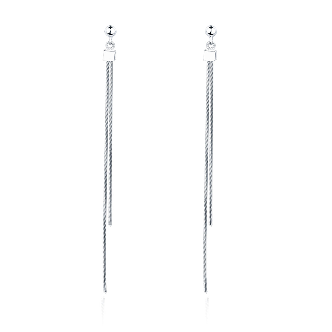 Reffeer Solid 925 Sterling Silver Tassel Chain Dangle Earrings for Women Teen Girls Long Dangle Drop Earrings Minimalist