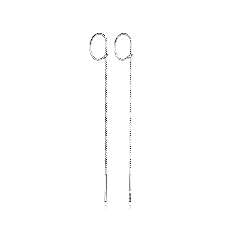 Reffeer Solid 925 Sterling Silver Chain Dangle Earrings Tassel for Women Teen Girls Long Dangle Earrings Minimalist Threader Earrings