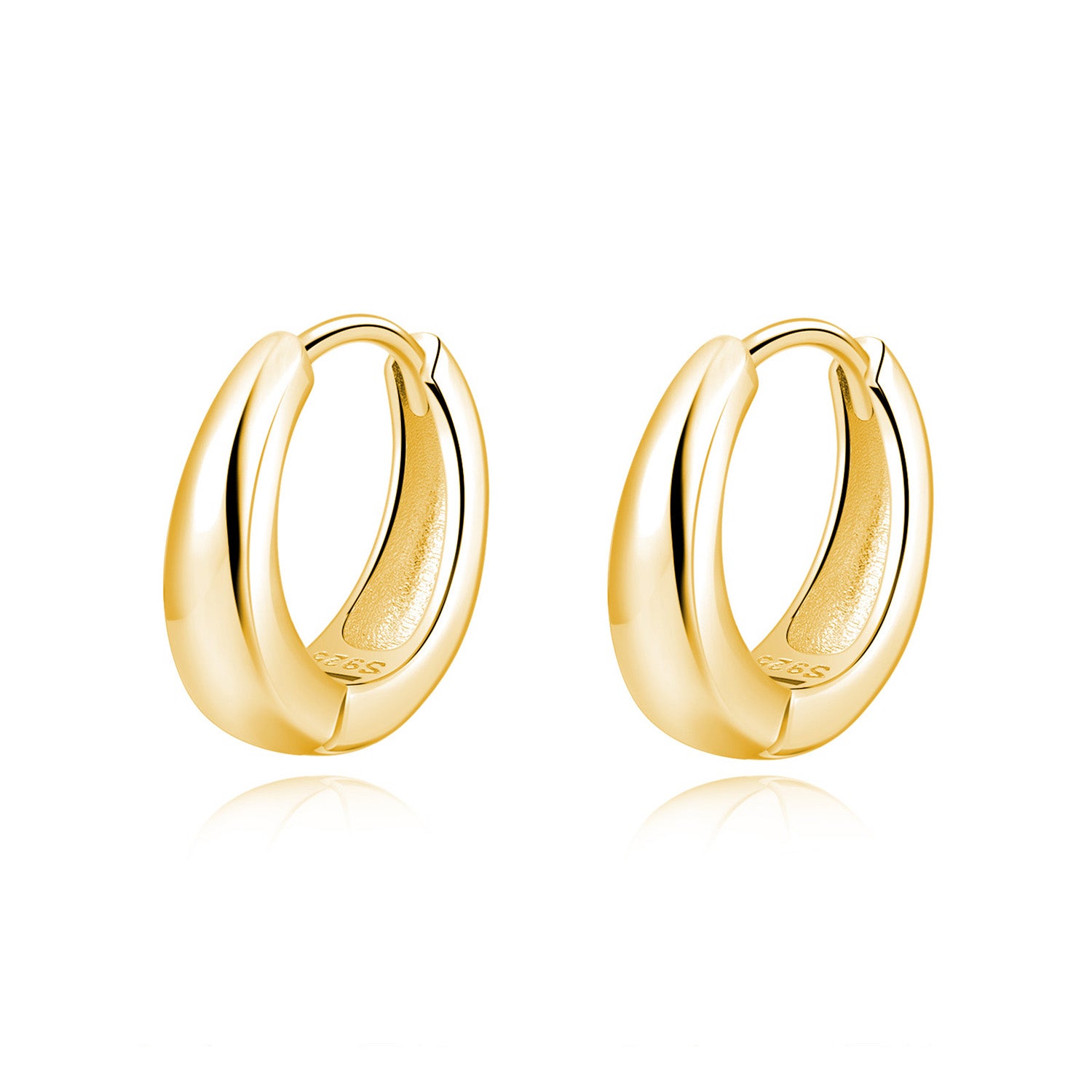 Reffeer 925 Sterling Silver Chunky Hoop Earrings for Women Teens Thick Hoop Earrings Teardrop Hoop Earrings