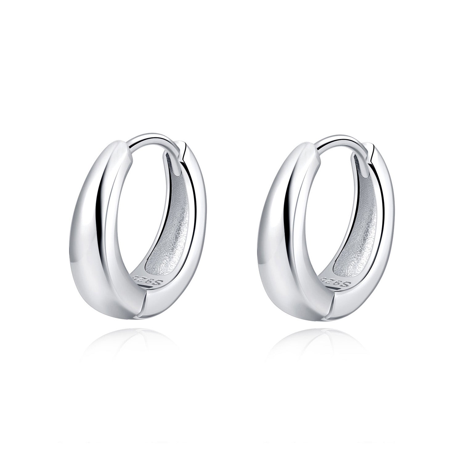 Reffeer 925 Sterling Silver Chunky Hoop Earrings for Women Teens Thick Hoop Earrings Teardrop Hoop Earrings