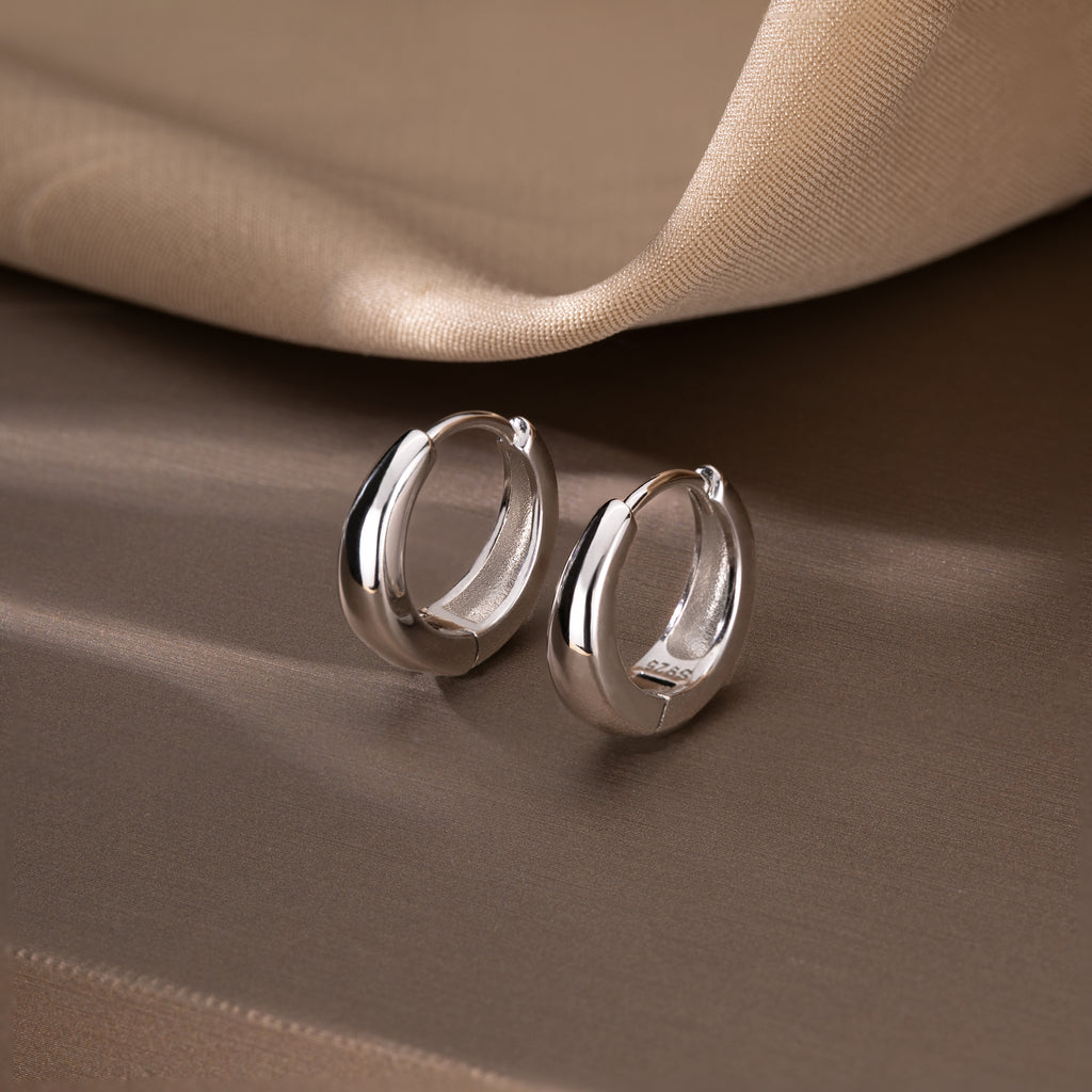 Reffeer 925 Sterling Silver Chunky Hoop Earrings for Women Teens Thick Hoop Earrings Teardrop Hoop Earrings