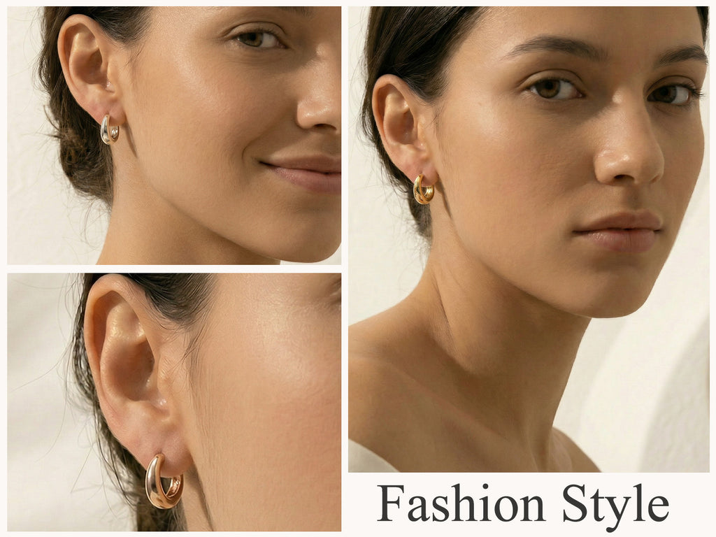 Reffeer 925 Sterling Silver Chunky Hoop Earrings for Women Teens Thick Hoop Earrings Teardrop Hoop Earrings
