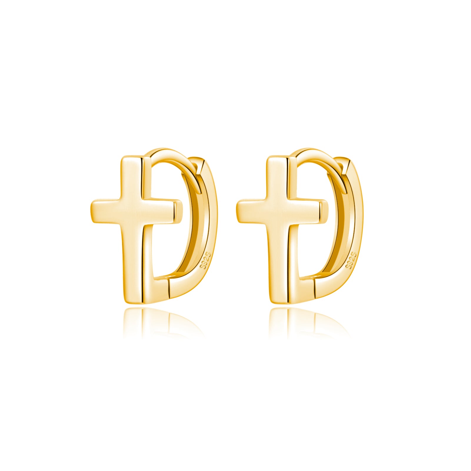 Reffeer Solid 925 Sterling Silver Cross Hoop Earrings for Women Teen Girls Small Cross Huggie Earrings Cartilage Helix
