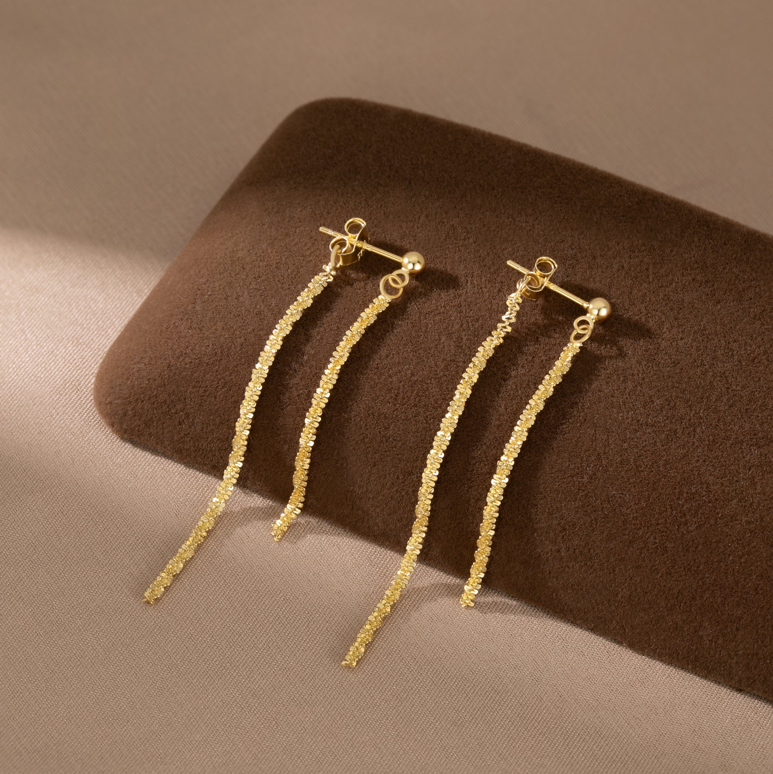 Reffeer Solid 925 Sterling Silver Tassel Chain Dangle Earrings for Women Teen Girls Minimalist Dangle Earrings Drops
