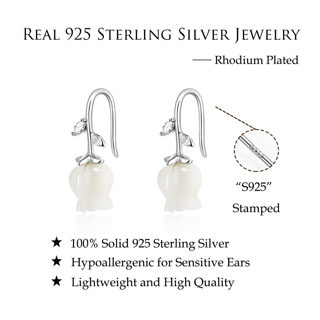 Reffeer Solid 925 Sterling Silver Flower Crawler Cuff Earrings Wraps for Women Teens Flower Wrap Earrings Climber