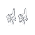 Reffeer Solid 925 Sterling Silver Hawaiian Plumeria Flower Drop Earrings for Women Teen Girls CZ Flower Drop Earrings Dangle