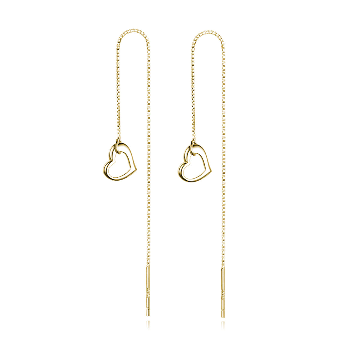 Reffeer Solid 925 Sterling Silver Love Heart Chain Dangle Earrings Drops for Women Teen Girls Heart Tassel Dangle Earrings Threader