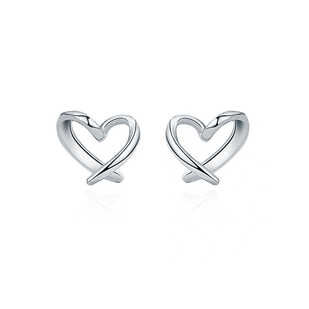 Reffeer Solid 925 Sterling Silver Tiny Heart Stud Earrings for Women Teen Girls Love Heart Stud Earrings