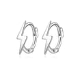 Reffeer Solid 925 Sterling Silver Lightning Bolt Hoop Earrings for Women Teen Girls Lightning Hoop Earrings Cartilage Huggie Earrings