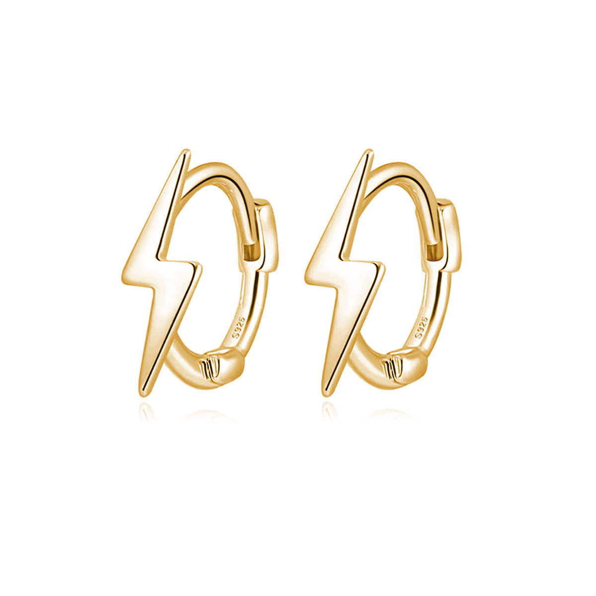 Reffeer Solid 925 Sterling Silver Lightning Bolt Hoop Earrings for Women Teen Girls Lightning Hoop Earrings Cartilage Huggie Earrings