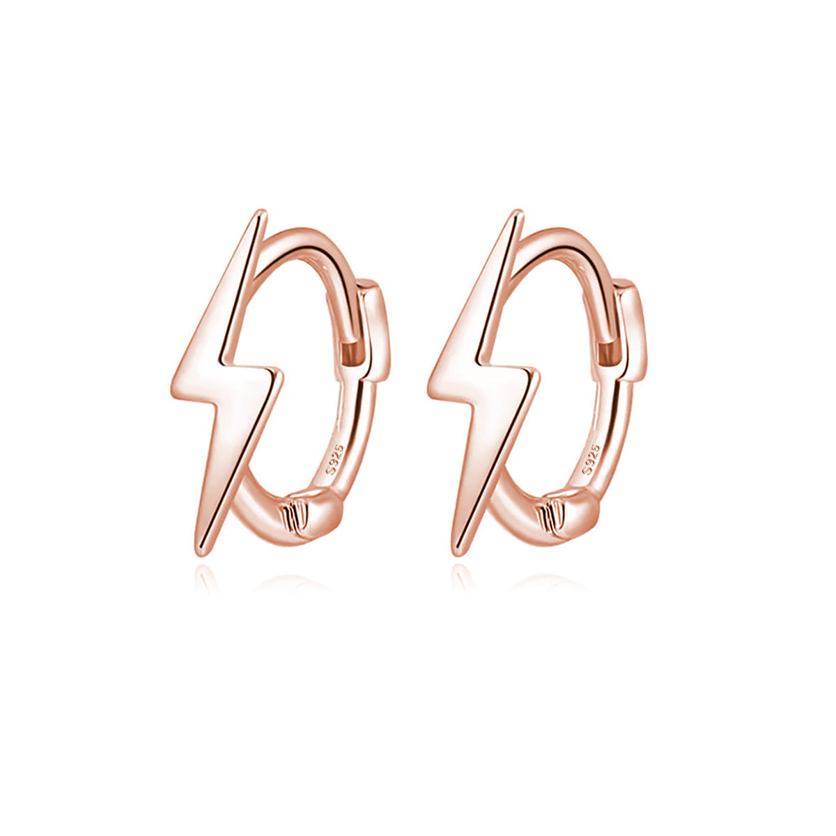 Reffeer Solid 925 Sterling Silver Lightning Bolt Hoop Earrings for Women Teen Girls Lightning Hoop Earrings Cartilage Huggie Earrings